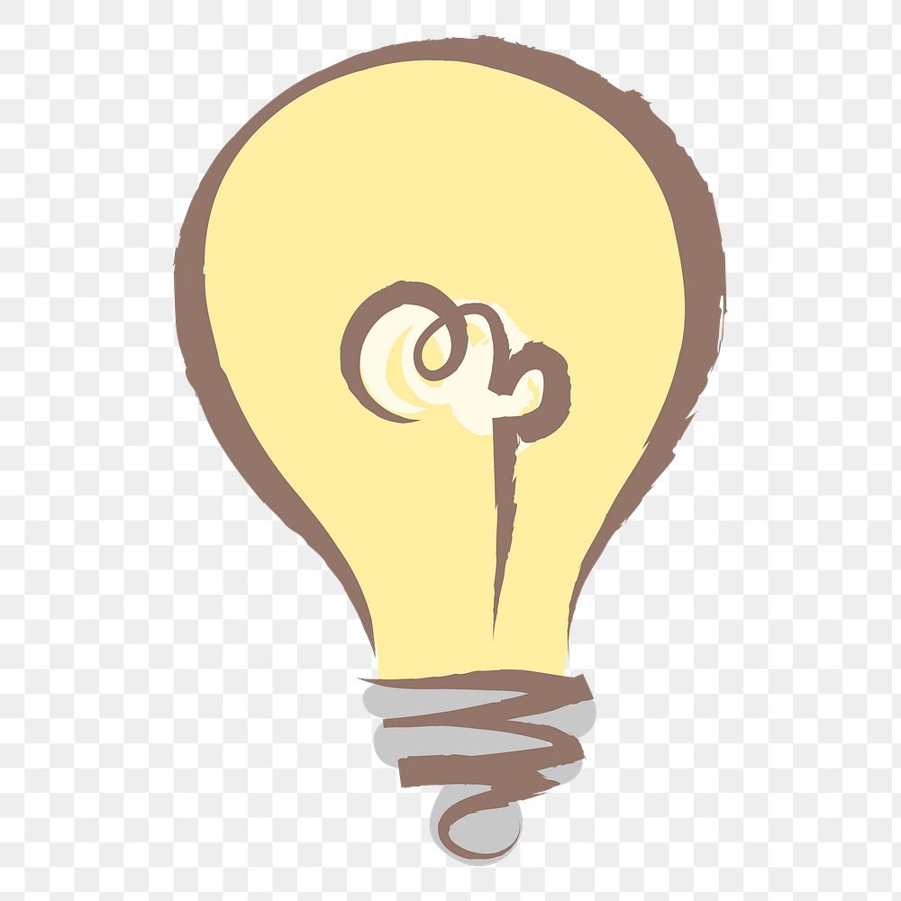 Light bulb png sticker, pastel doodle in aesthetic design on transparent background