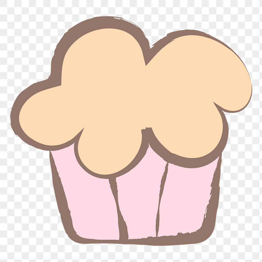 Cupcake dessert png sticker, pastel doodle in aesthetic design on transparent background