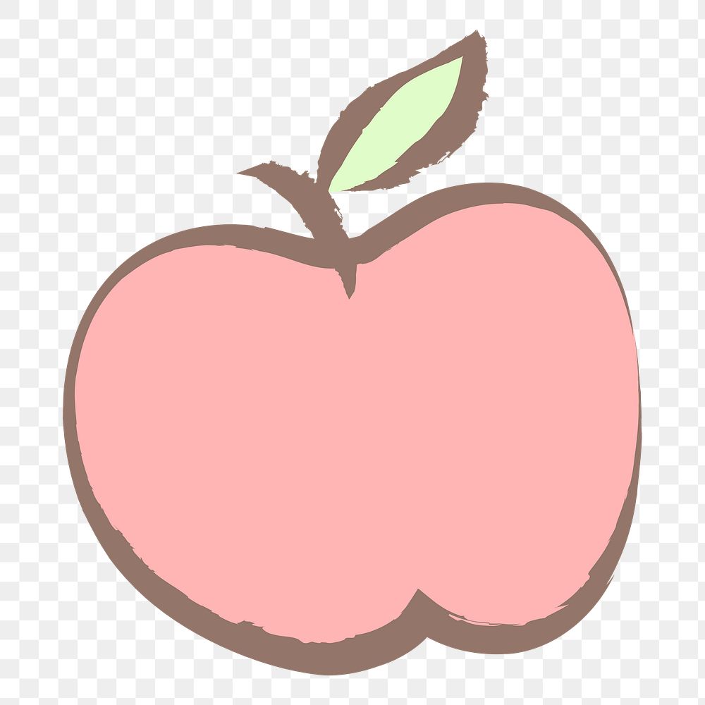 Apple fruit png sticker, pastel doodle in aesthetic design on transparent background