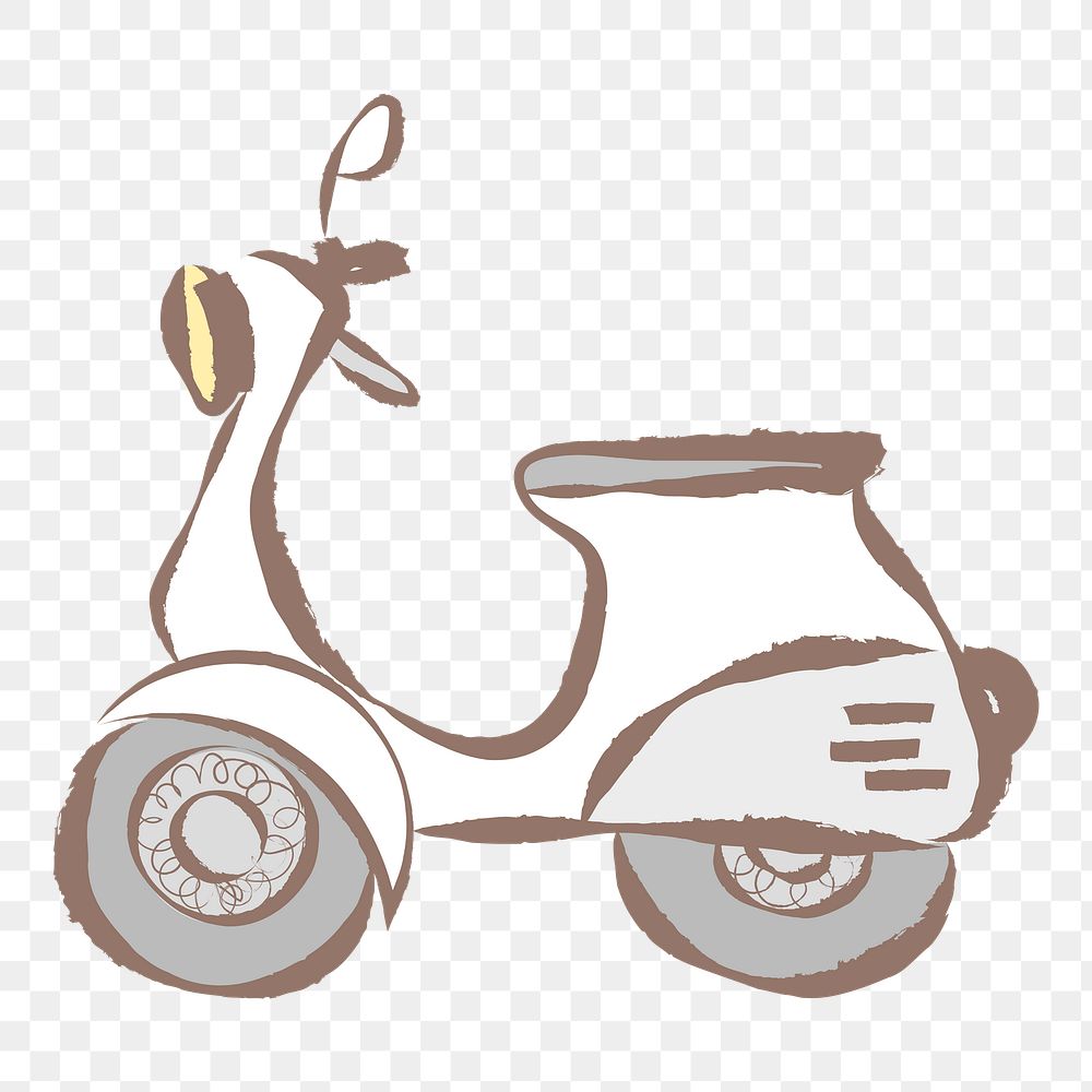 Motorcycle scooter png sticker, pastel doodle in aesthetic design on transparent background