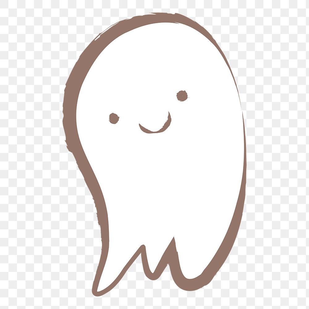 Cute ghost png sticker, pastel doodle in aesthetic design on transparent background