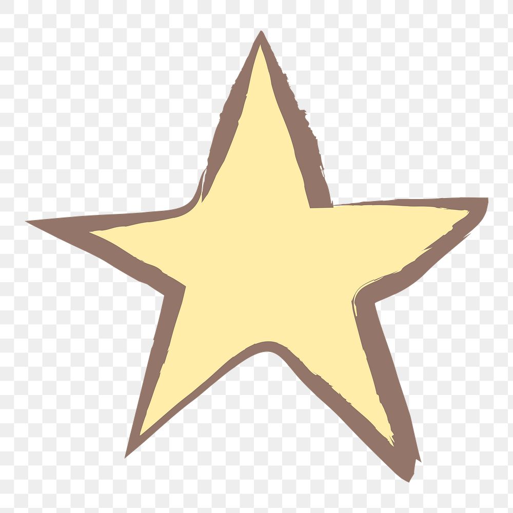 Star shape png sticker, pastel doodle in aesthetic design on transparent background