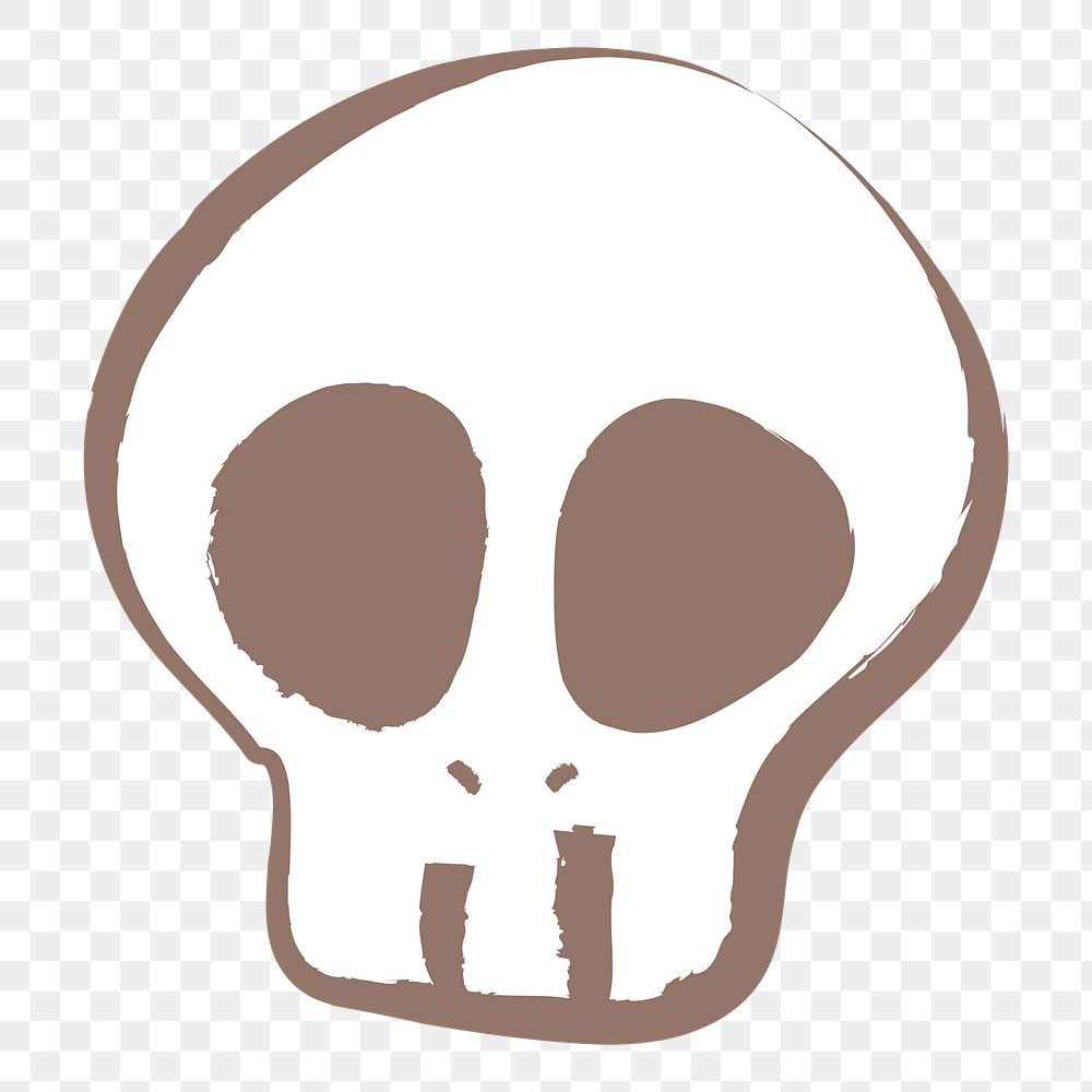 Halloween skull png sticker, pastel doodle in aesthetic design on transparent background