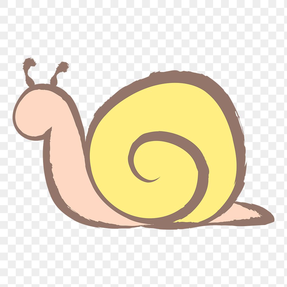 Yellow snail png sticker, pastel doodle in aesthetic design on transparent background