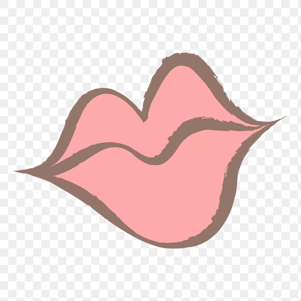 Woman's lips png sticker, pastel doodle in aesthetic design on transparent background