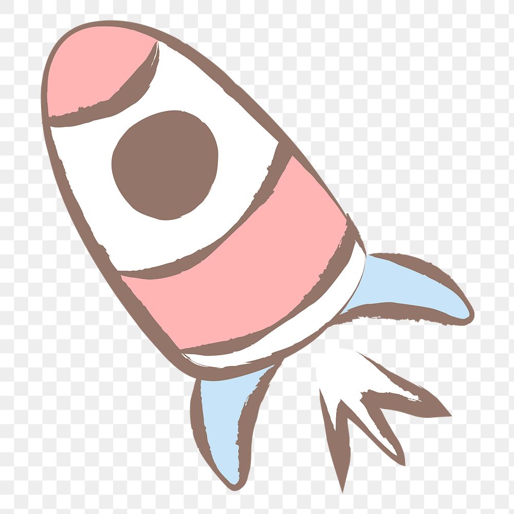 Space rocket png sticker, pastel doodle in aesthetic design on transparent background