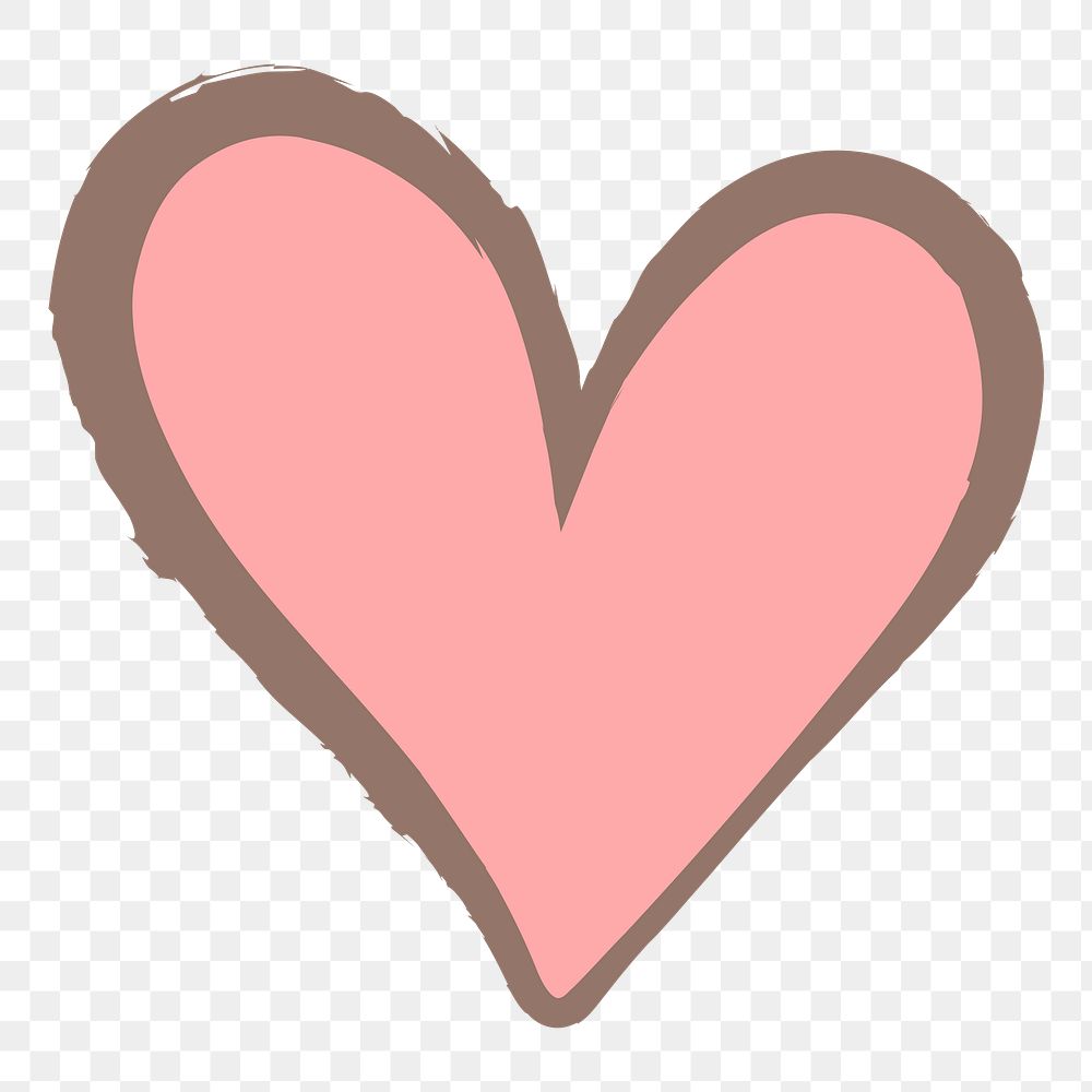 Valentine's heart png sticker, pastel doodle in aesthetic design on transparent background