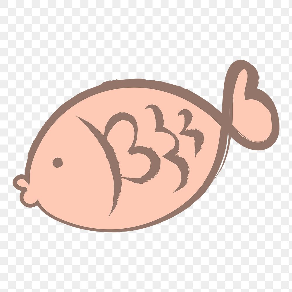 Orange fish png sticker, pastel doodle in aesthetic design on transparent background