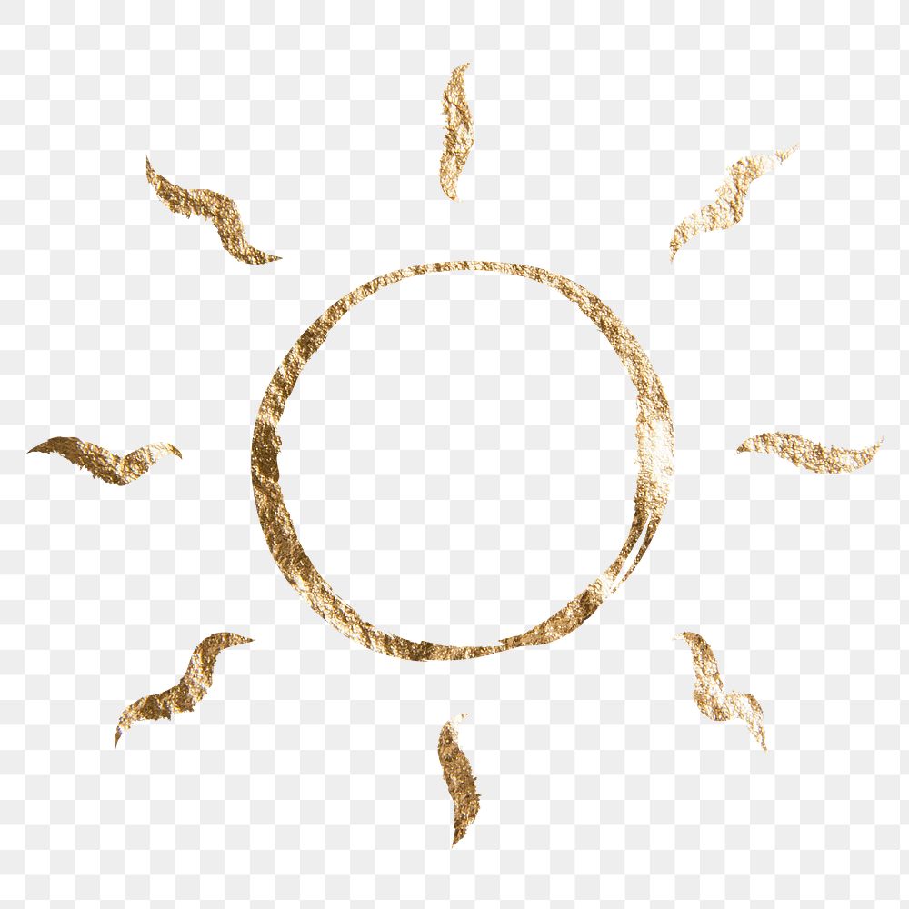 Sun, weather png sticker, gold aesthetic illustration on transparent background