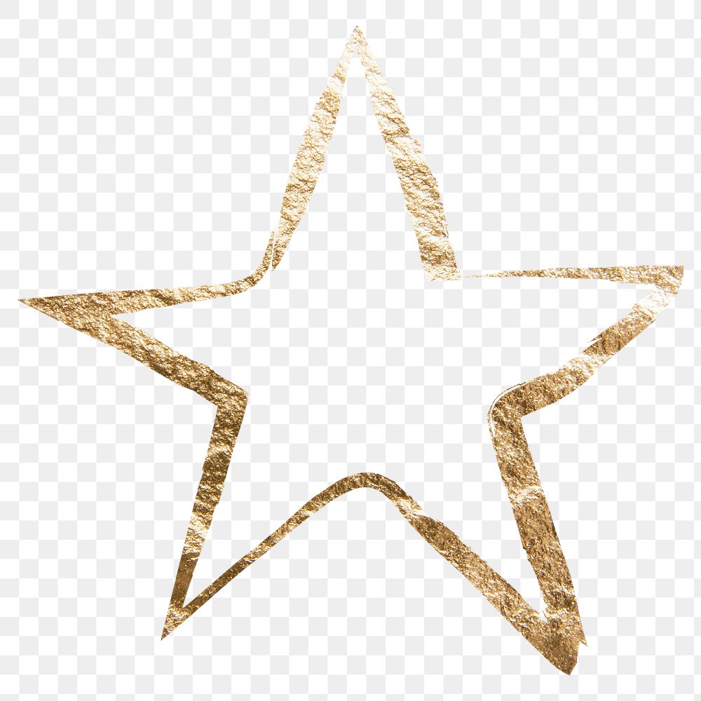 Star shape png sticker, gold aesthetic illustration on transparent background