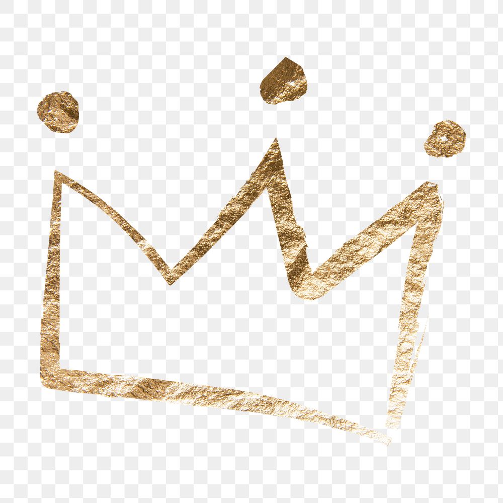 Crown png sticker, gold aesthetic illustration on transparent background