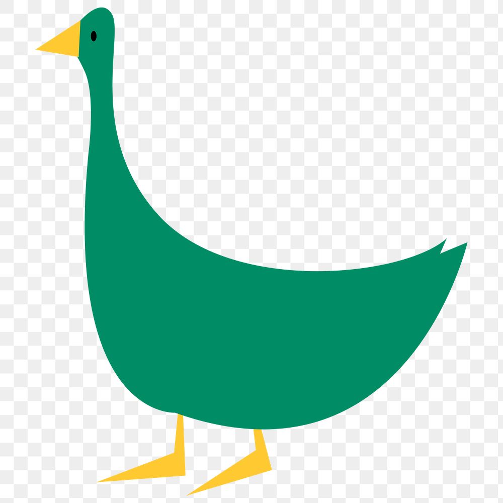 Png duck digital sticker in green design element