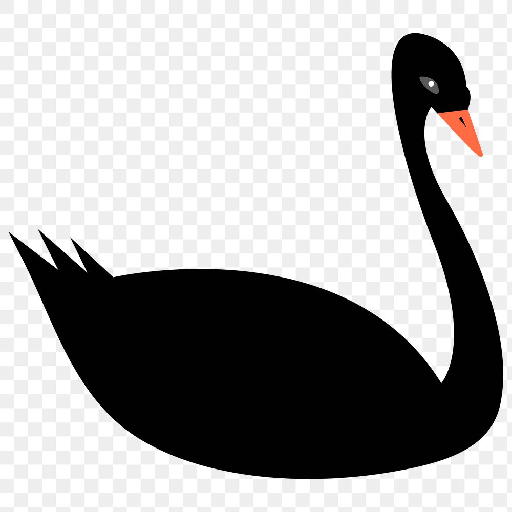 Png black swan transparent flat illustration design element
