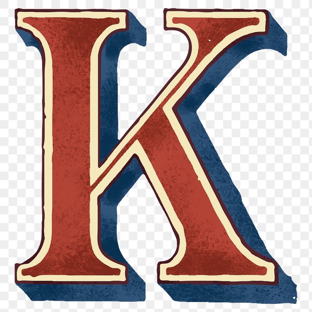 Vintage K alphabet png font