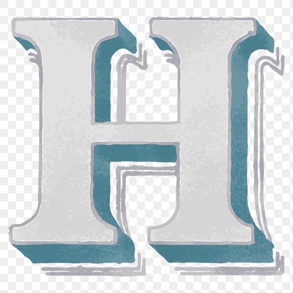 Vintage H alphabet png font