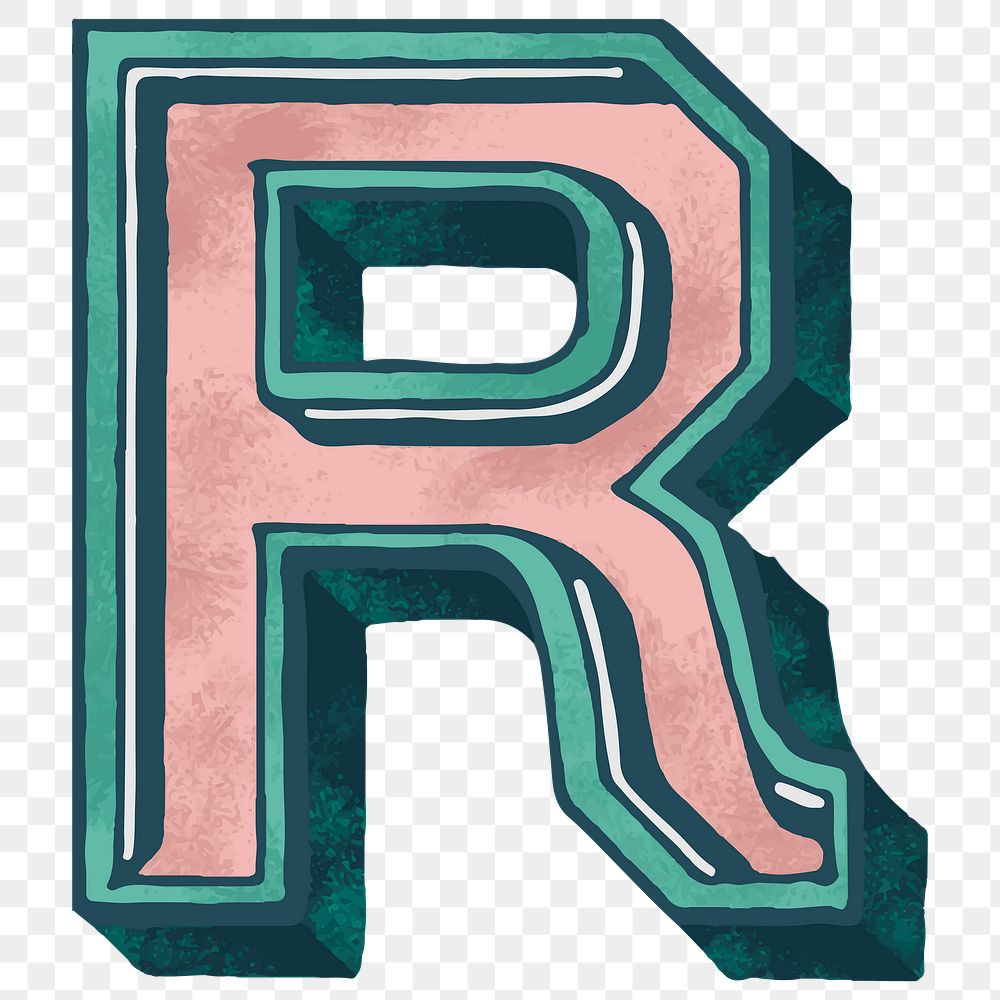 Vintage varsity letter R png alphabet