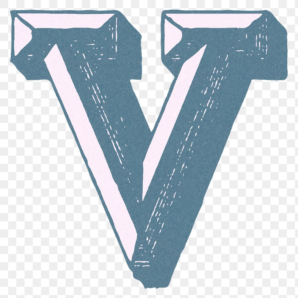Vintage V bold lettering png