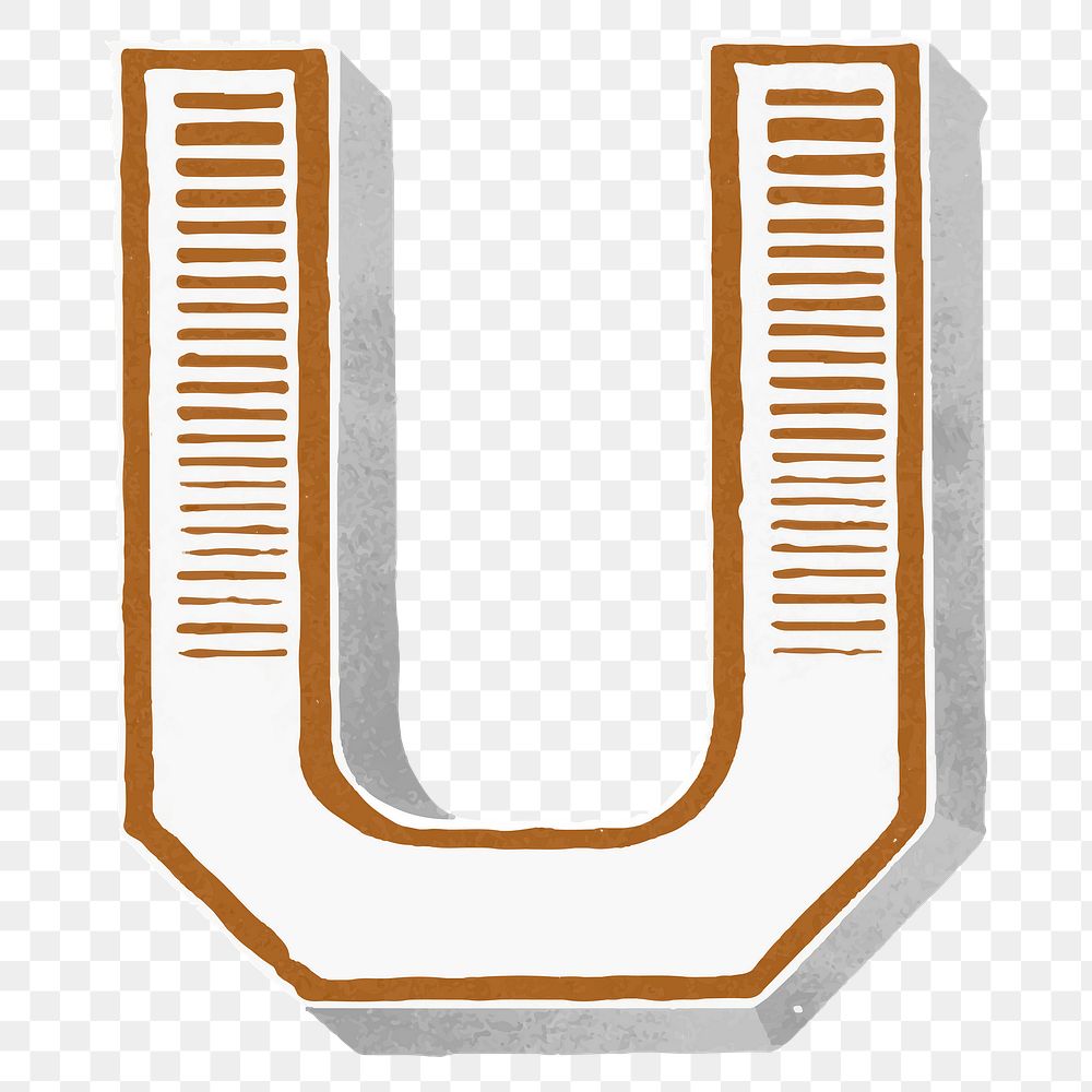 Brown varsity U png letter font