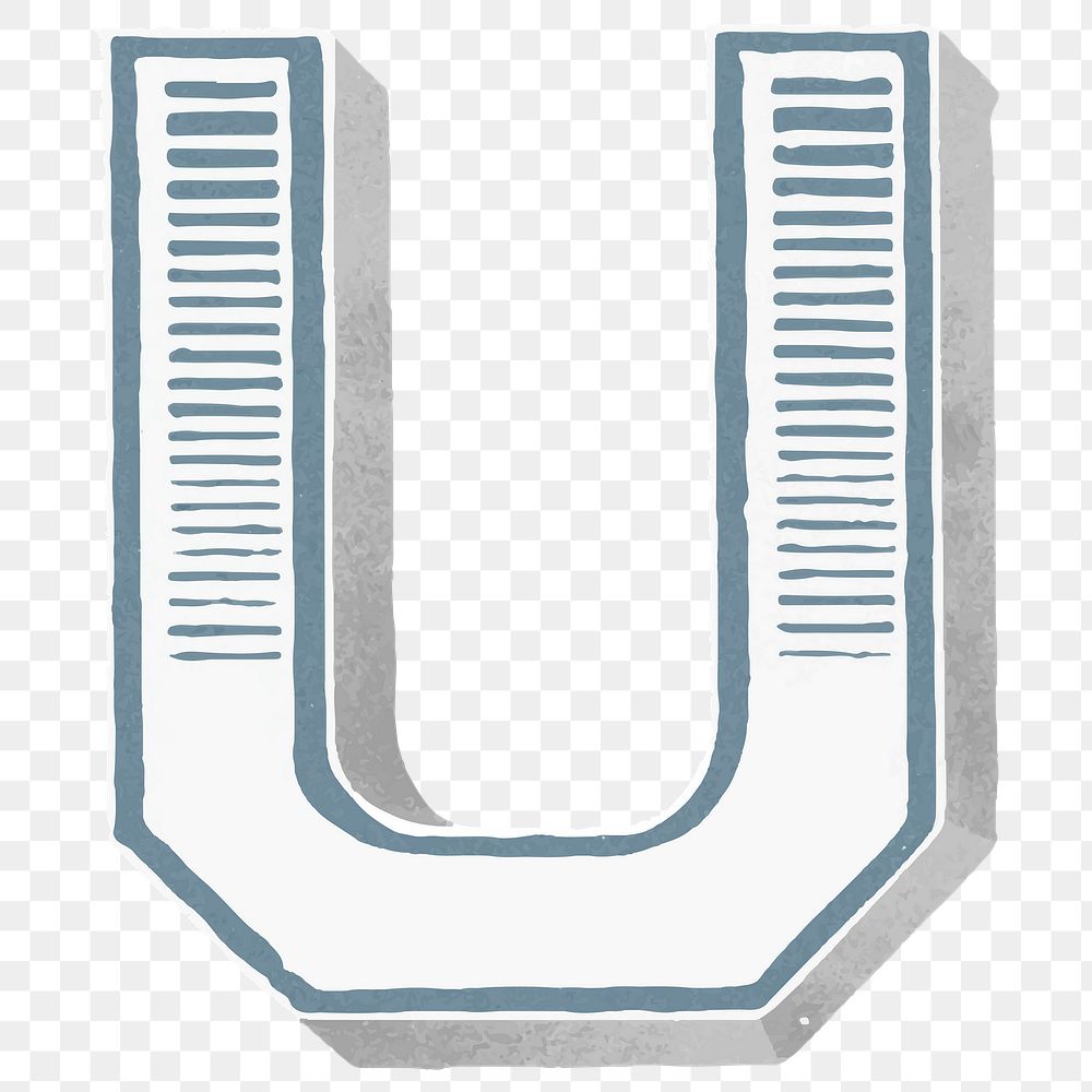 Vintage varsity letter U png alphabet