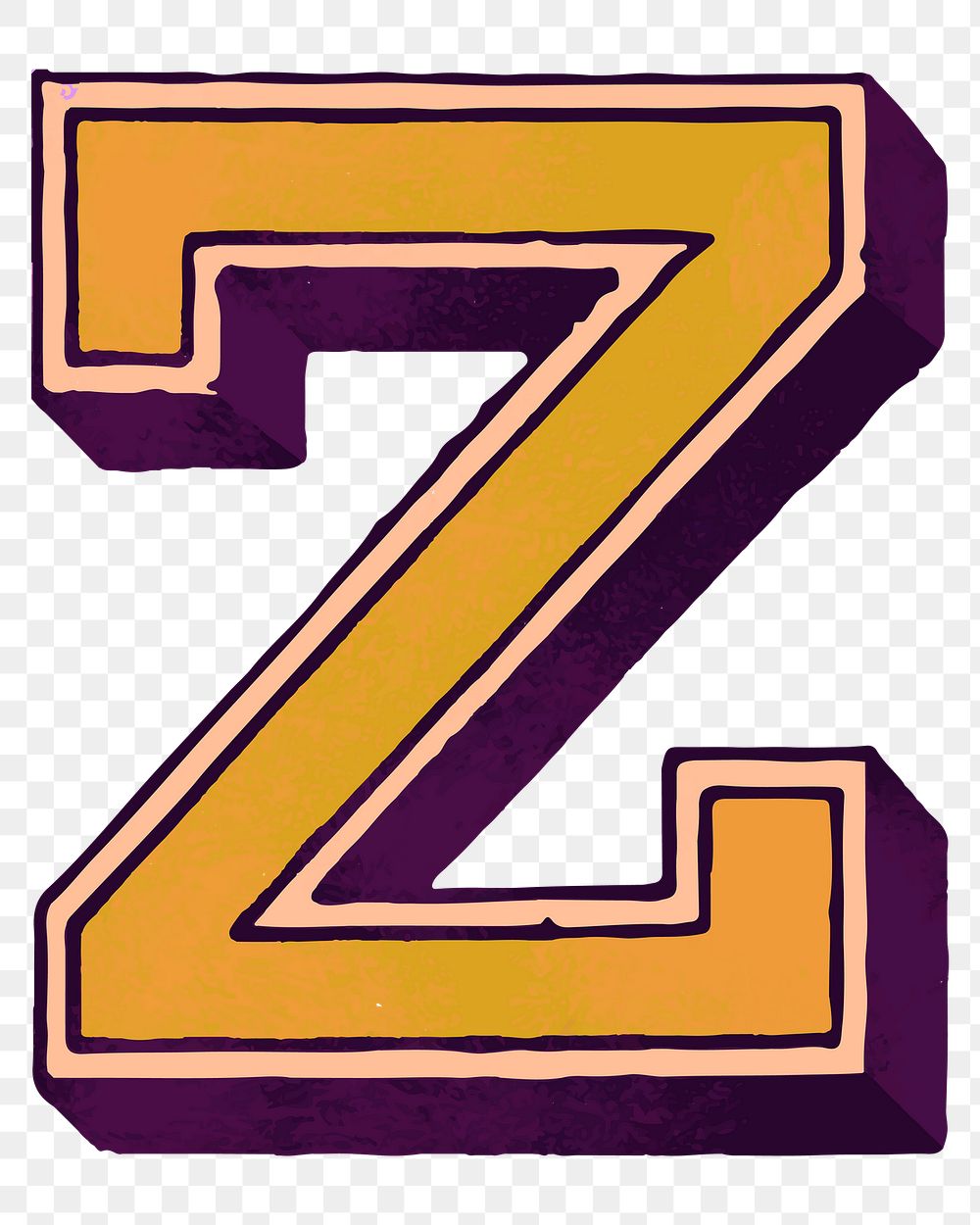 Vintage varsity Z png letter font