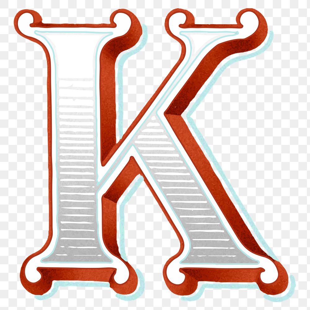 Letter K antique alphabet png font