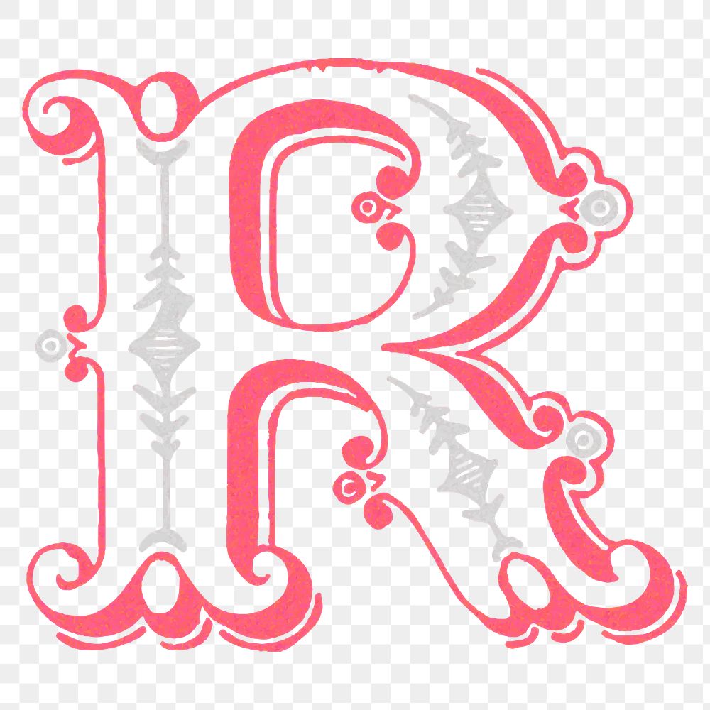 Letter R antique alphabet png font