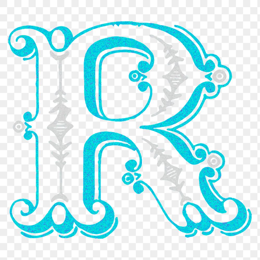 R antique alphabet png font