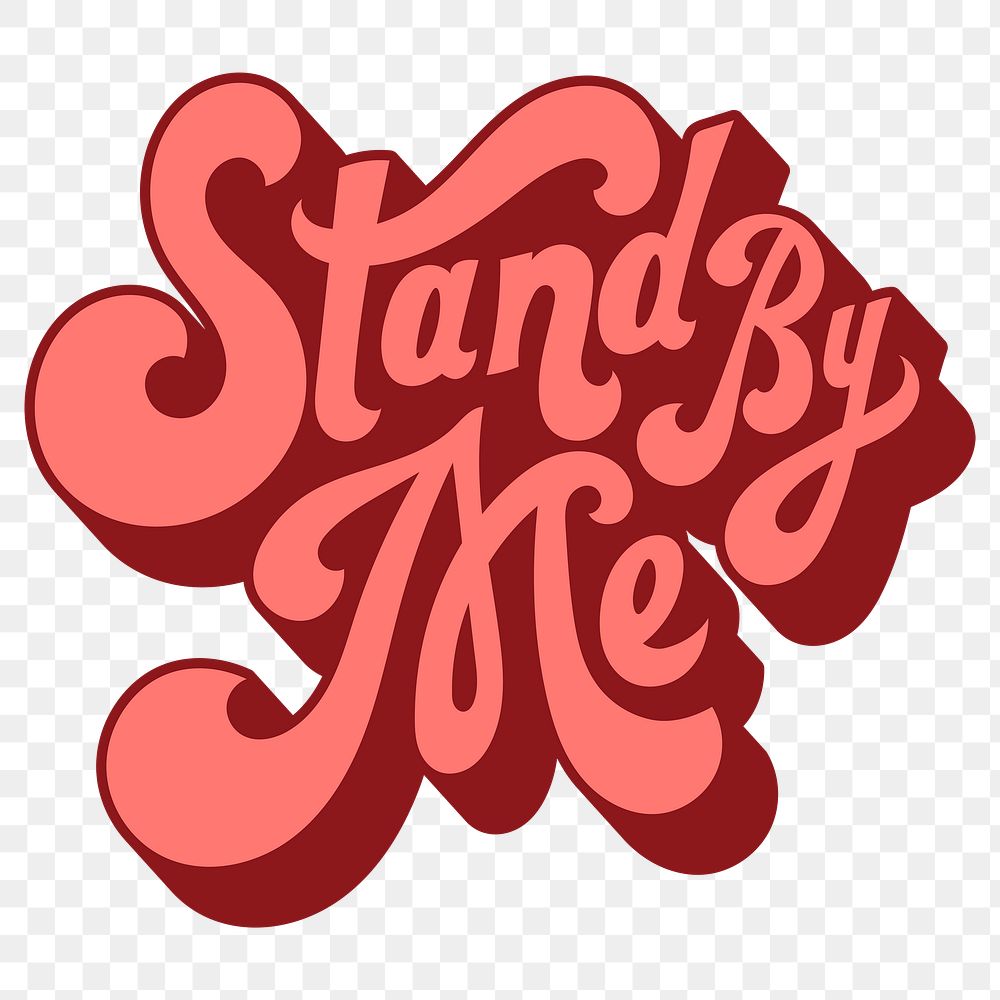 Red stand by me funky style typography design element