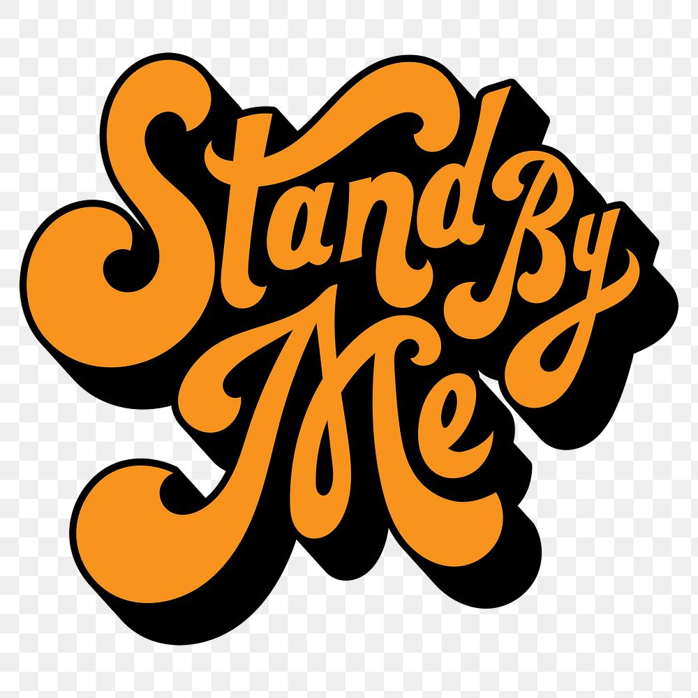 Orange stand by me funky bold stylized font design element