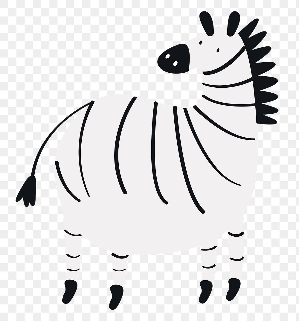 Zebra png animal sticker white doodle cartoon for kids