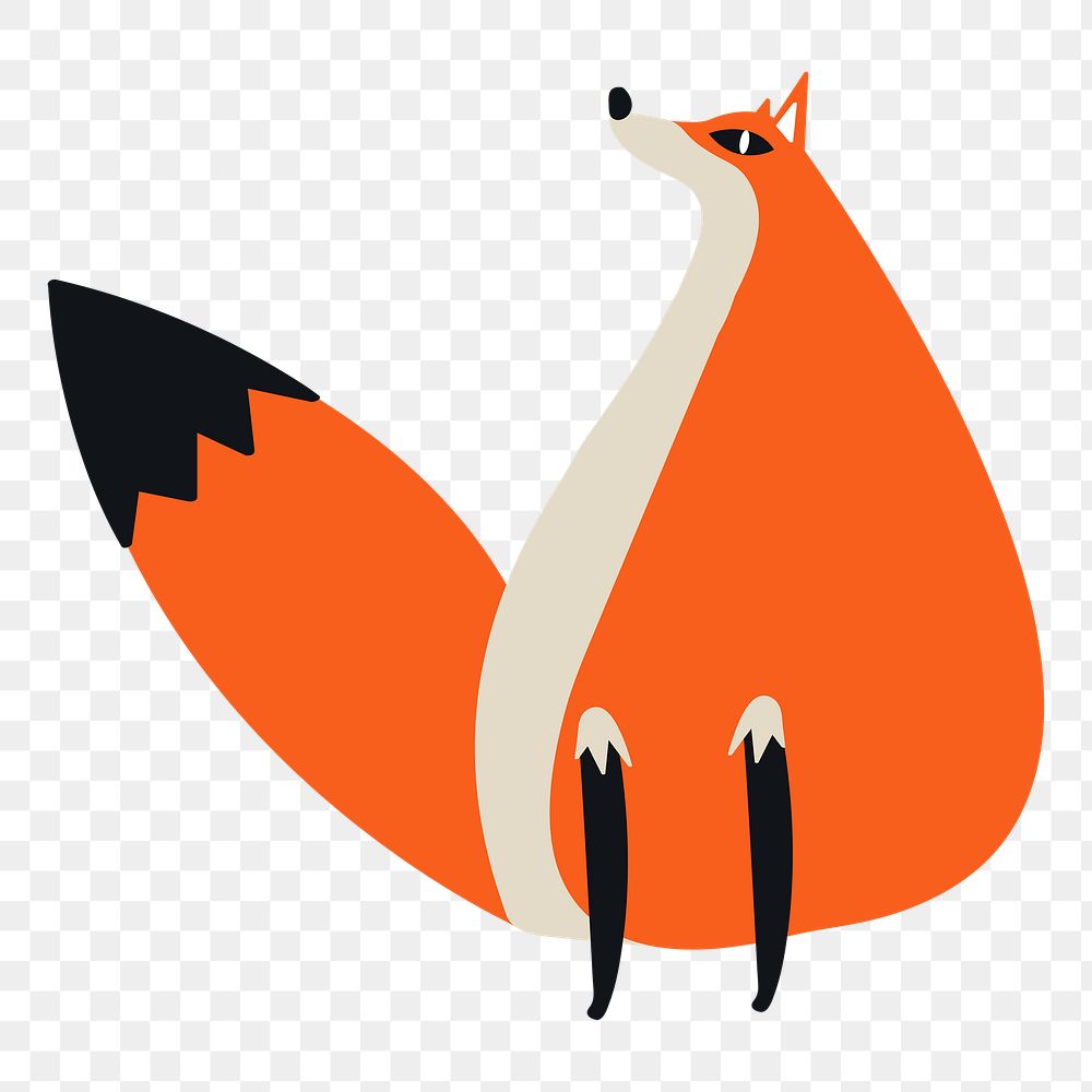 Fox png diary sticker orange cute wild animal illustration for kids