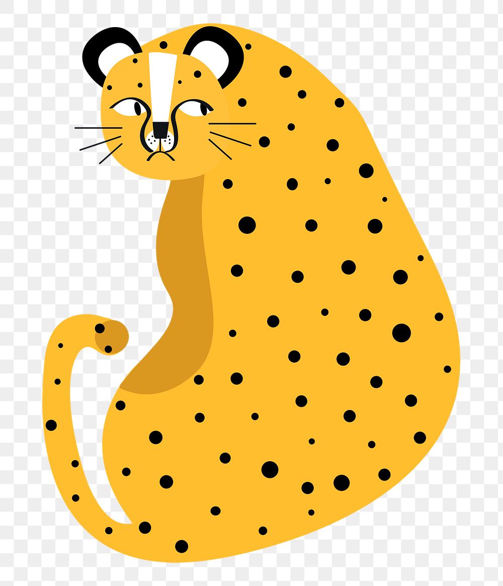 Leopard png animal sticker yellow doodle cartoon for kids