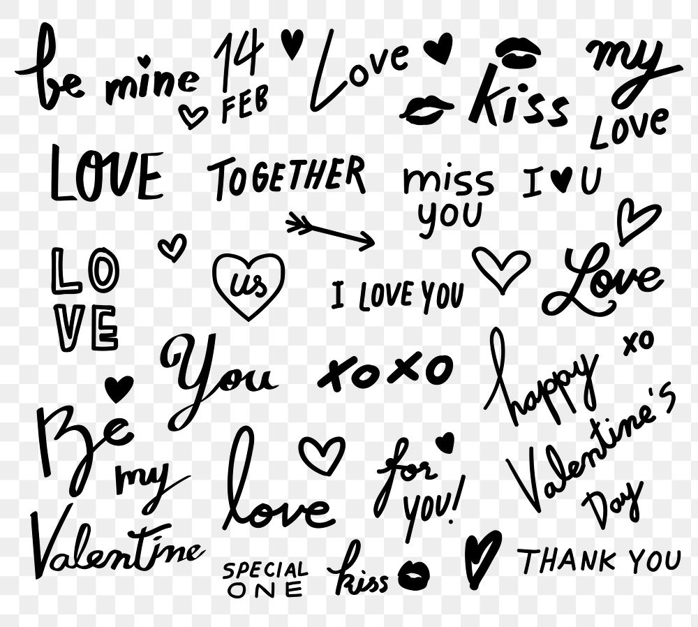Valentine&rsquo;s day greeting stickers png cute card decorations collection