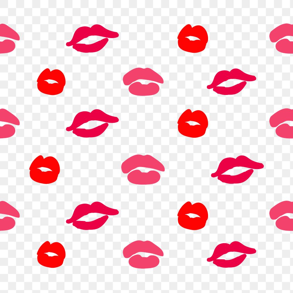 Valentine&rsquo;s day lipstick pattern png on transparent background