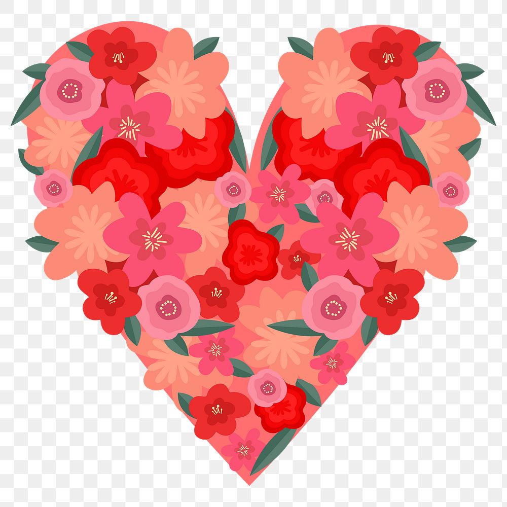 Happy Valentine&rsquo;s floral png heart shapes for Valentine&rsquo;s day