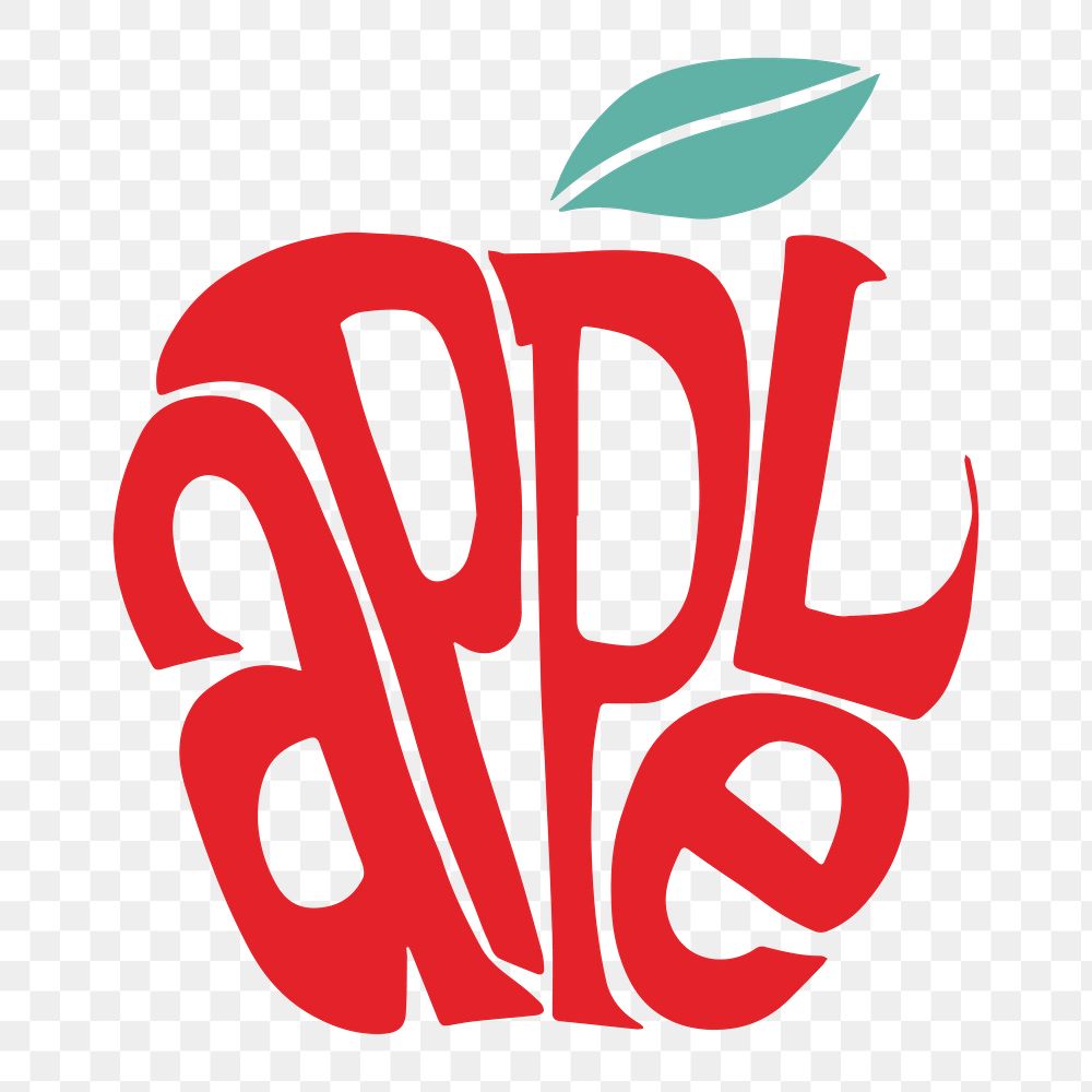 Handwritten apple png word illustration sticker