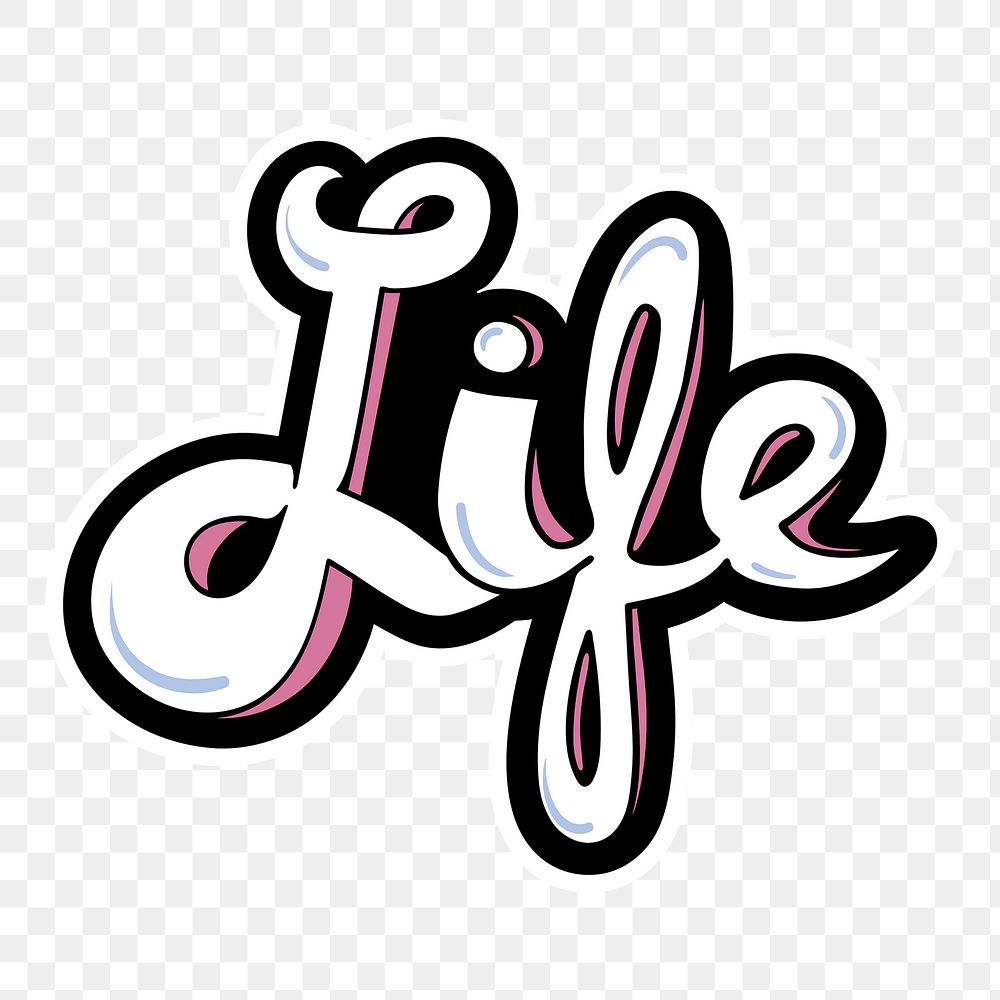 Png life typography word sticker