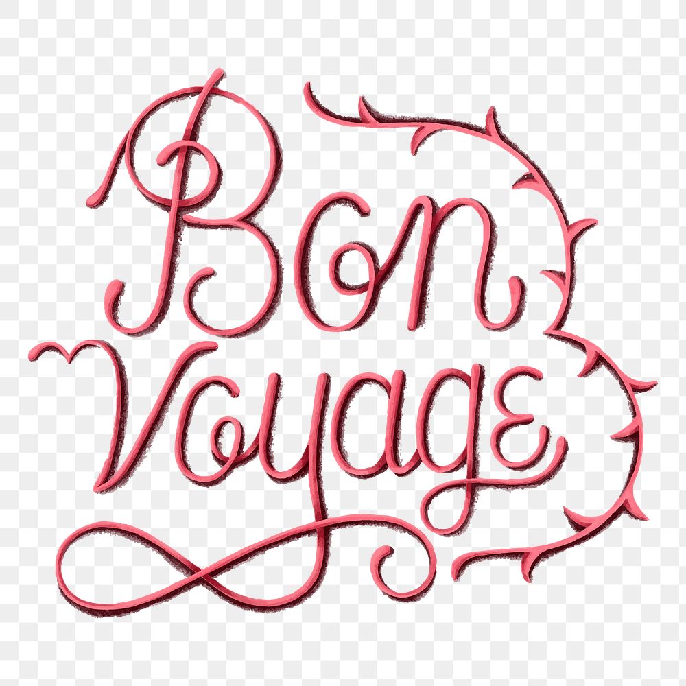 Calligraphy sticker bon voyage png