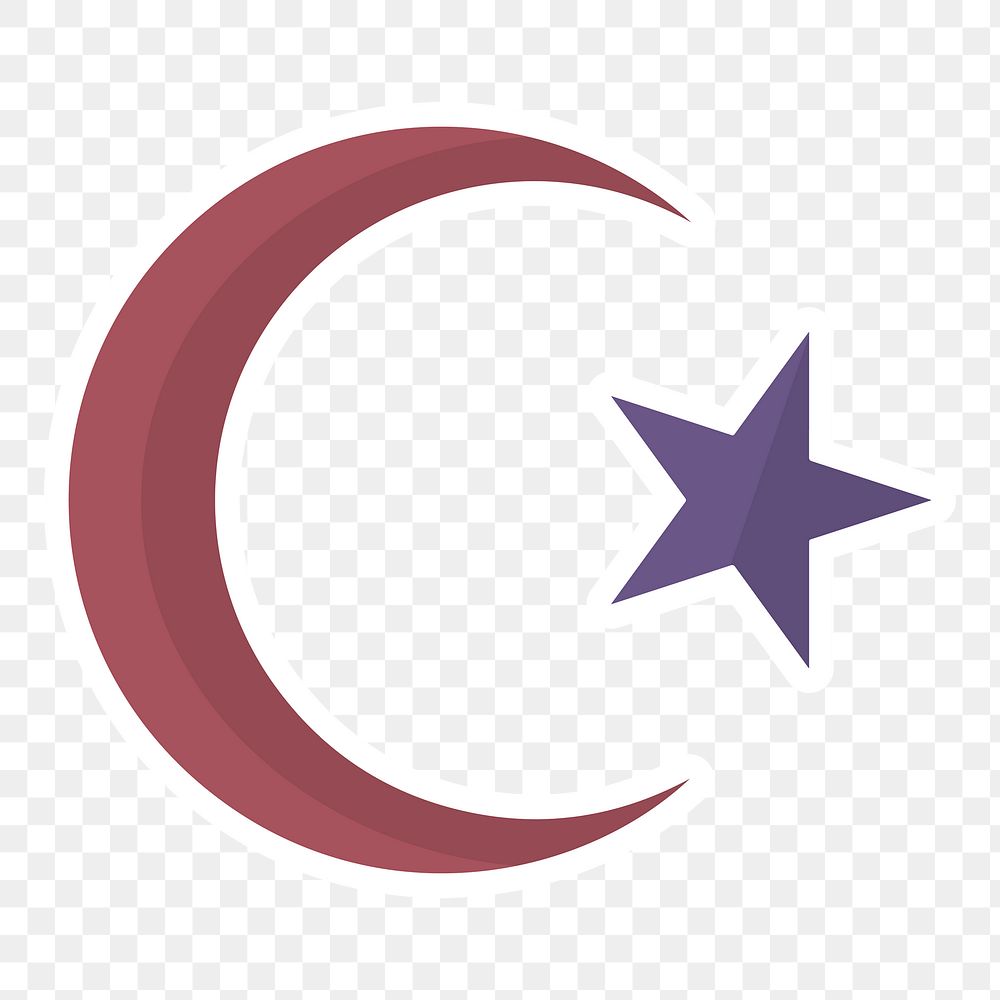 Islamic crescent moon and star symbol design element