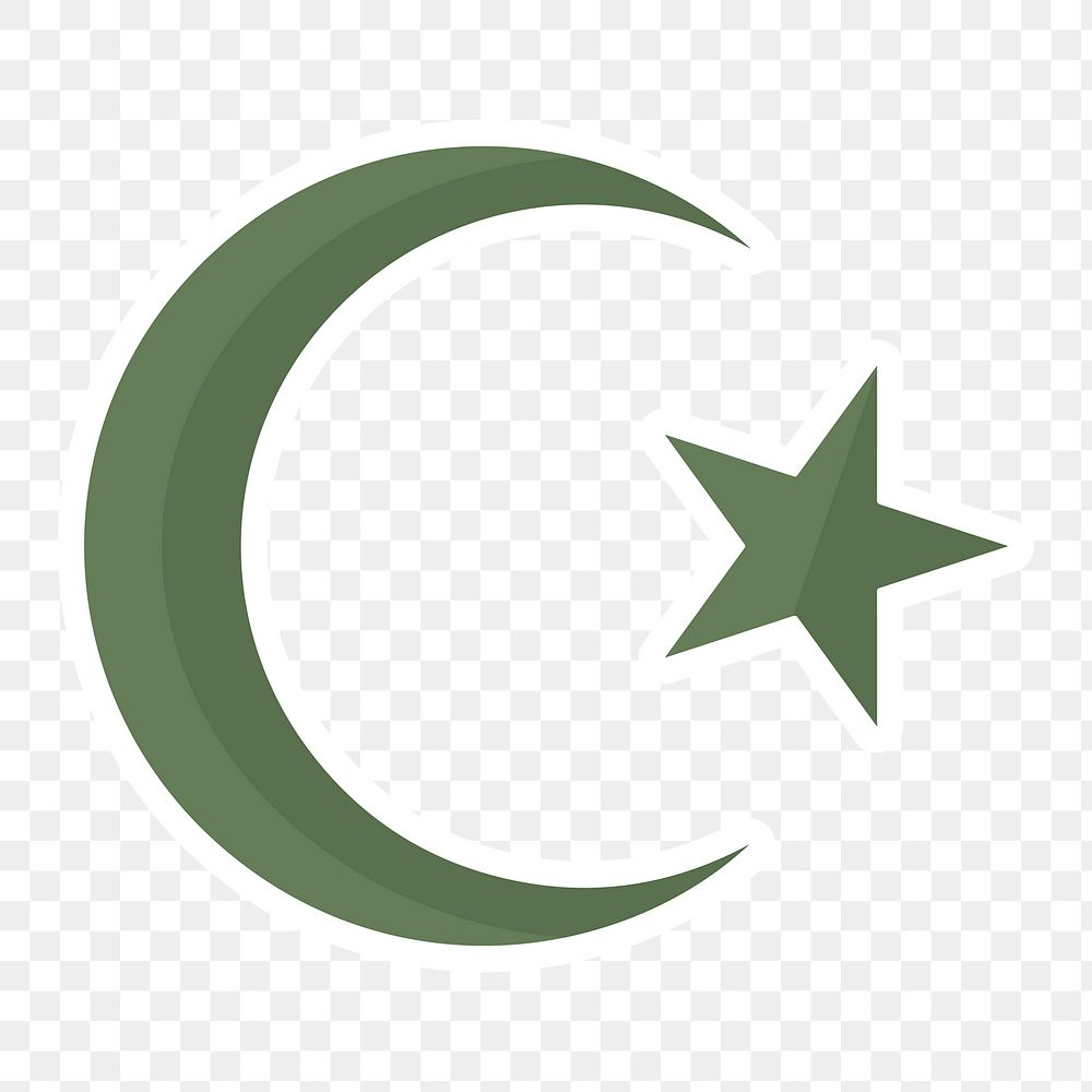 Islamic crescent moon and star symbol design element