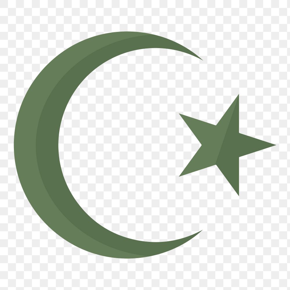 Islamic crescent moon and star symbol design element