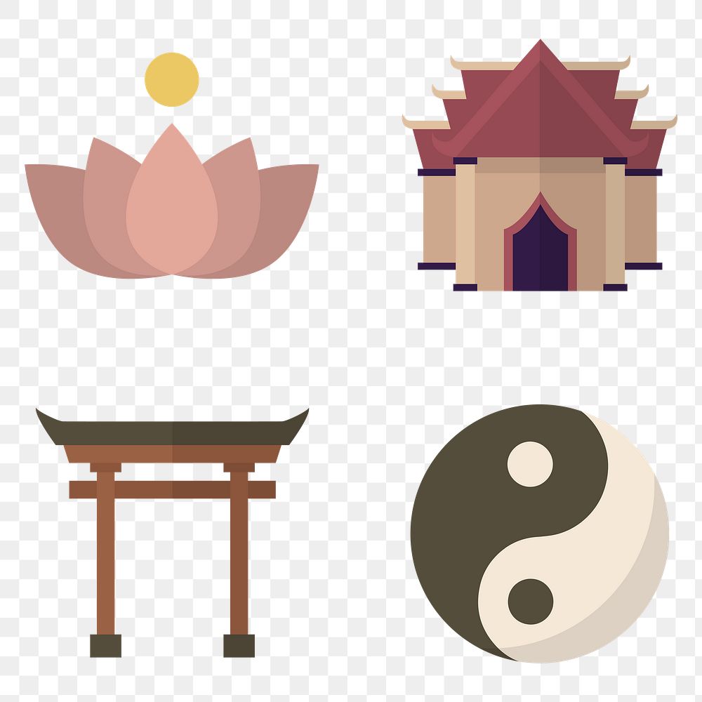 Mixed religious symbols design element set