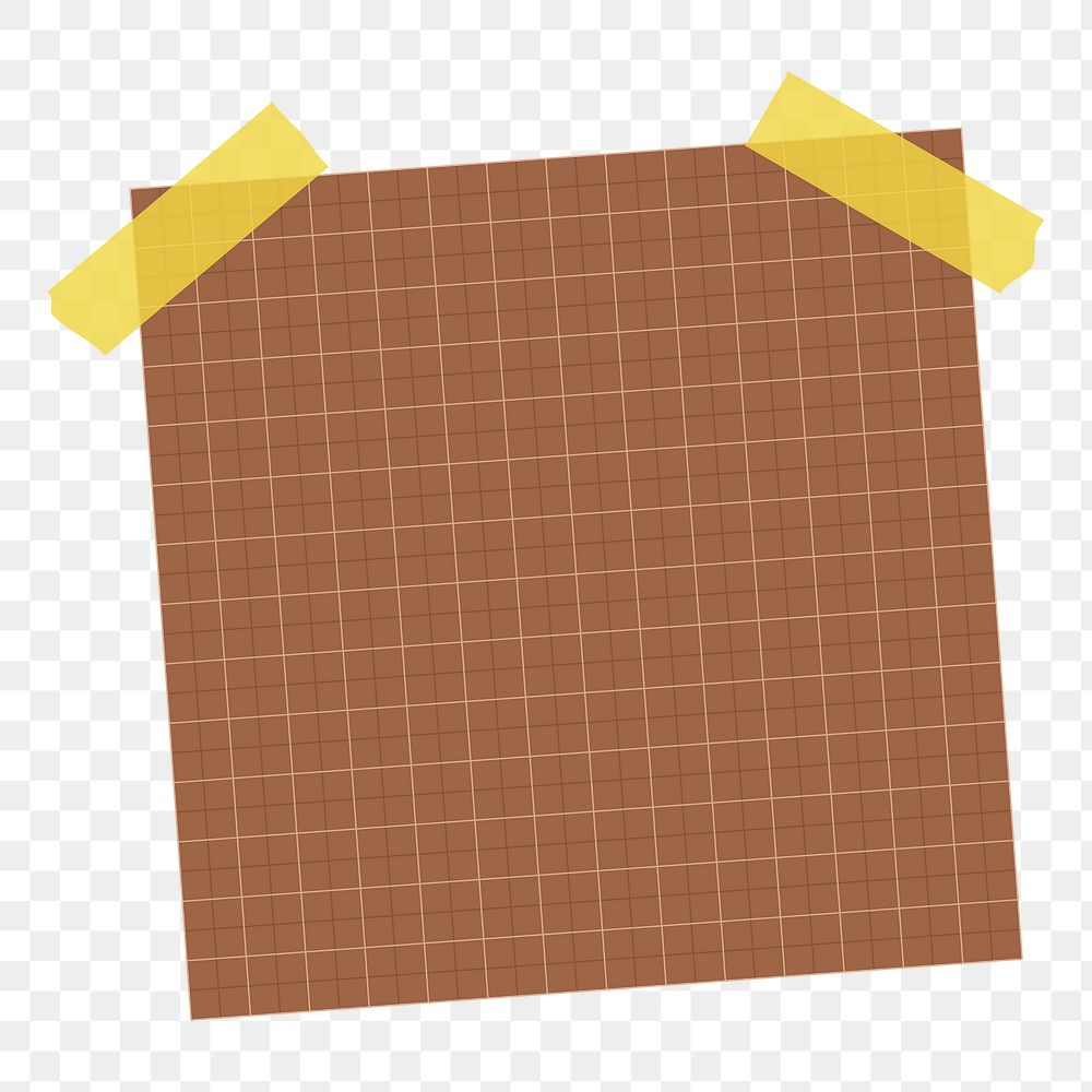 Brown grid notepaper journal sticker design element