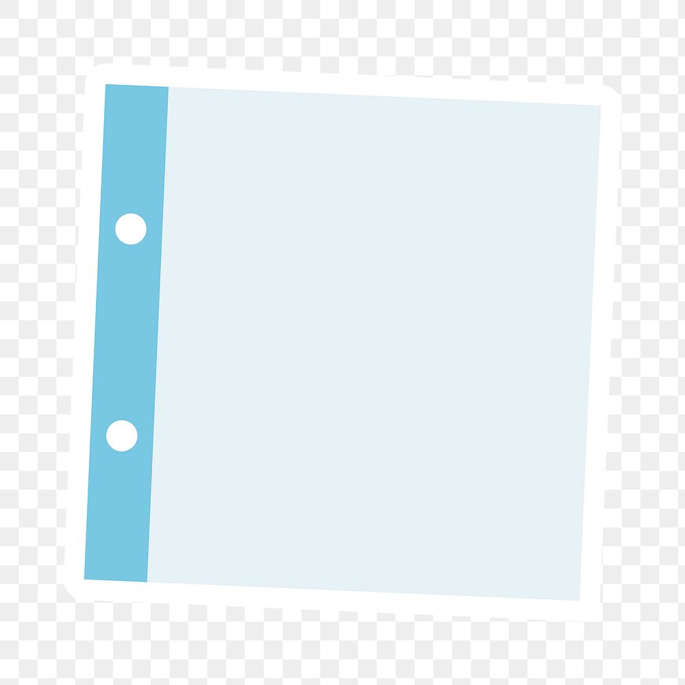 Hole punched blue notepaper journal sticker design element