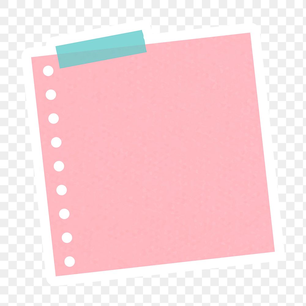 Pink hole punched notepaper journal sticker design element