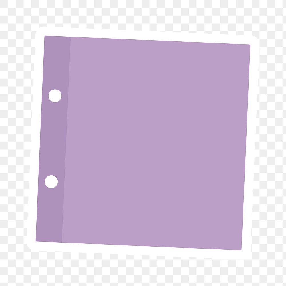 Purple hole punched notepaper journal sticker design element