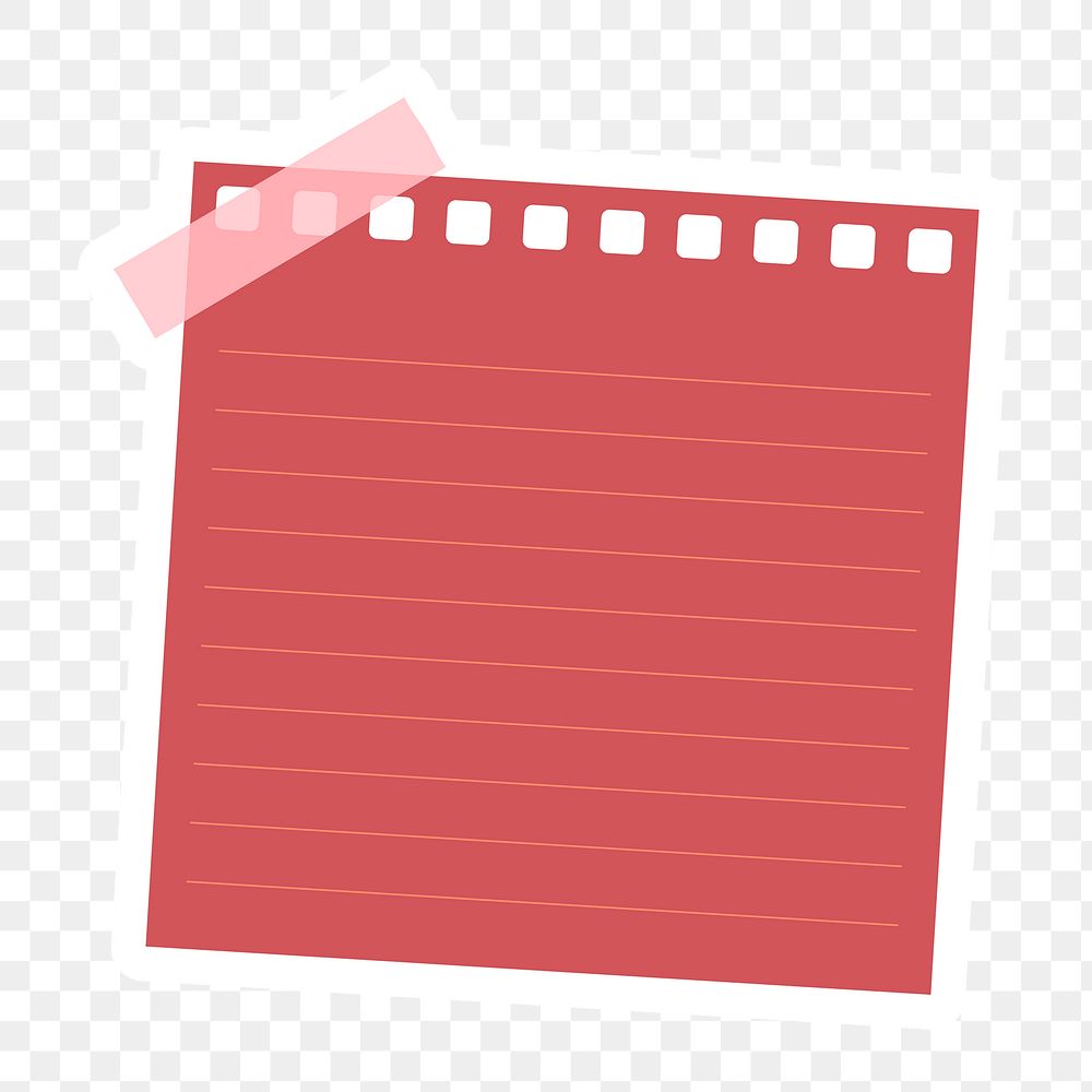 Red lined notepaper journal sticker design element