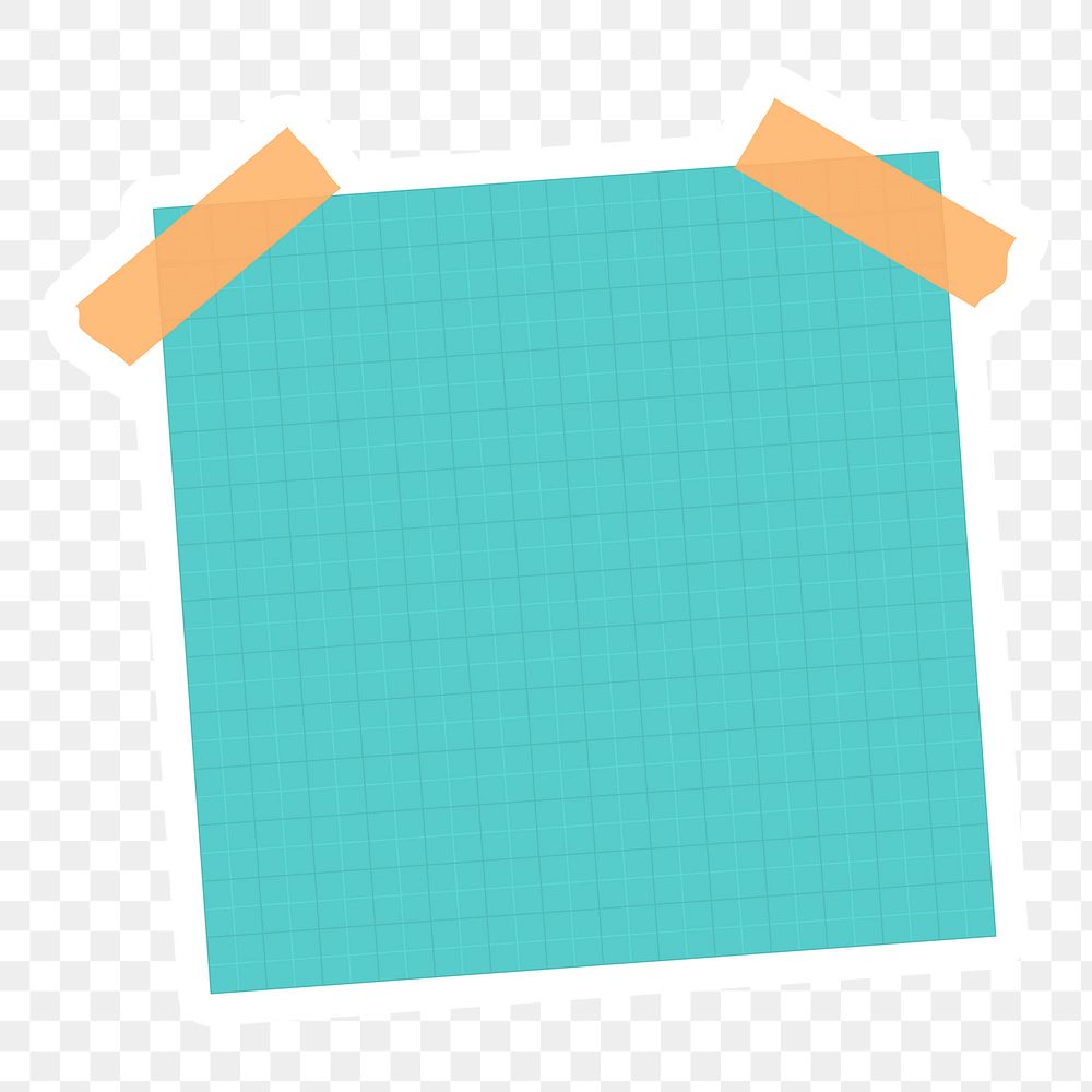 Turquoise grid notepaper journal sticker design element