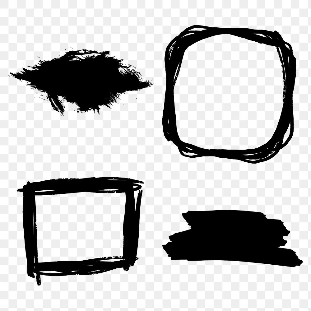 Black brush graphic element png sticker set