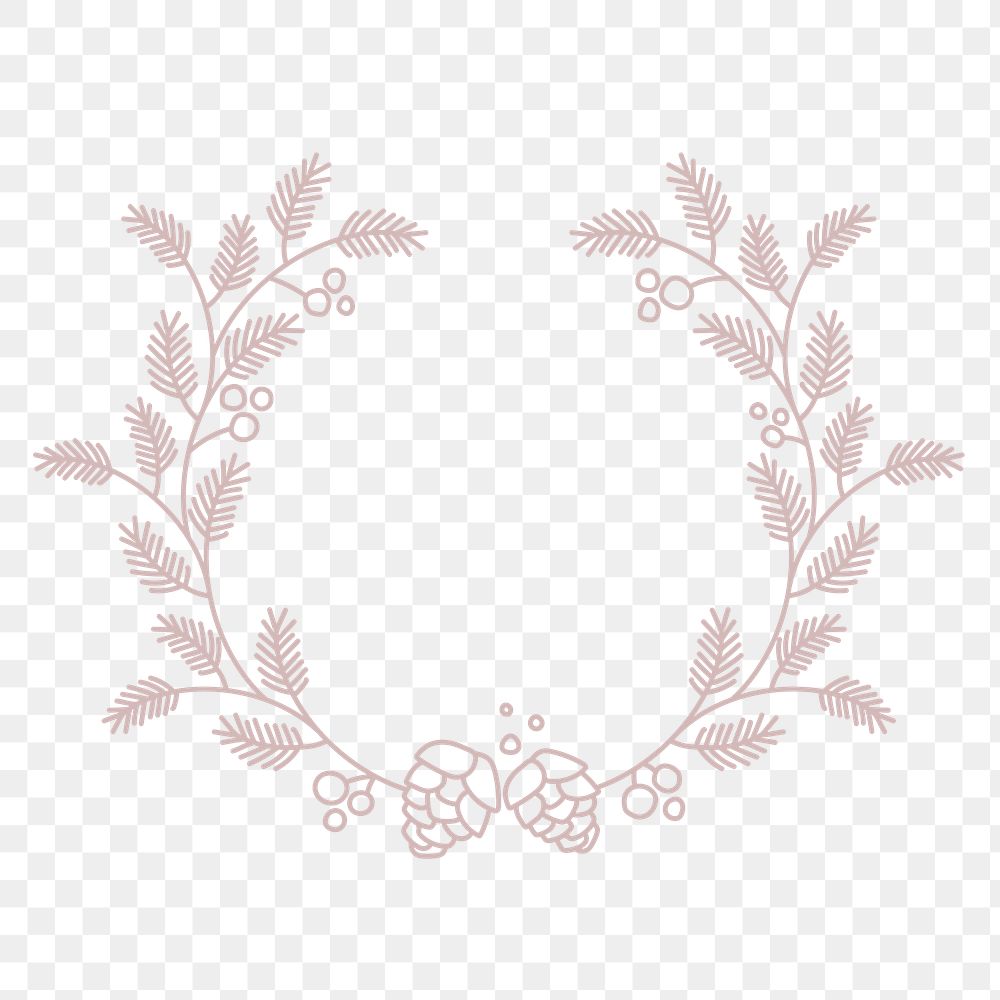 Laurel logo frame png clipart, pink botanical illustration